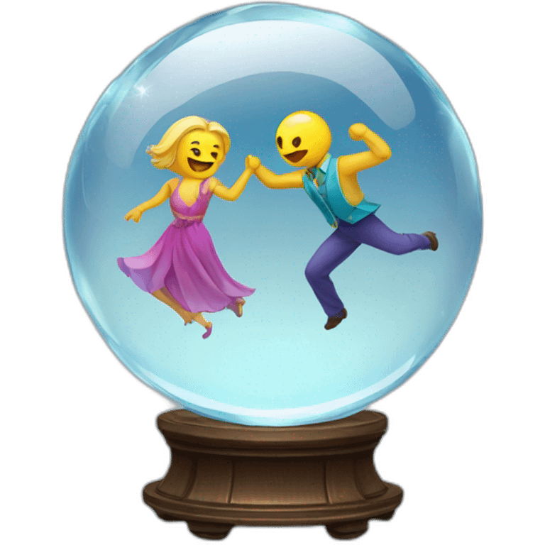 Crystal ball with a couple dancing inside it emoji