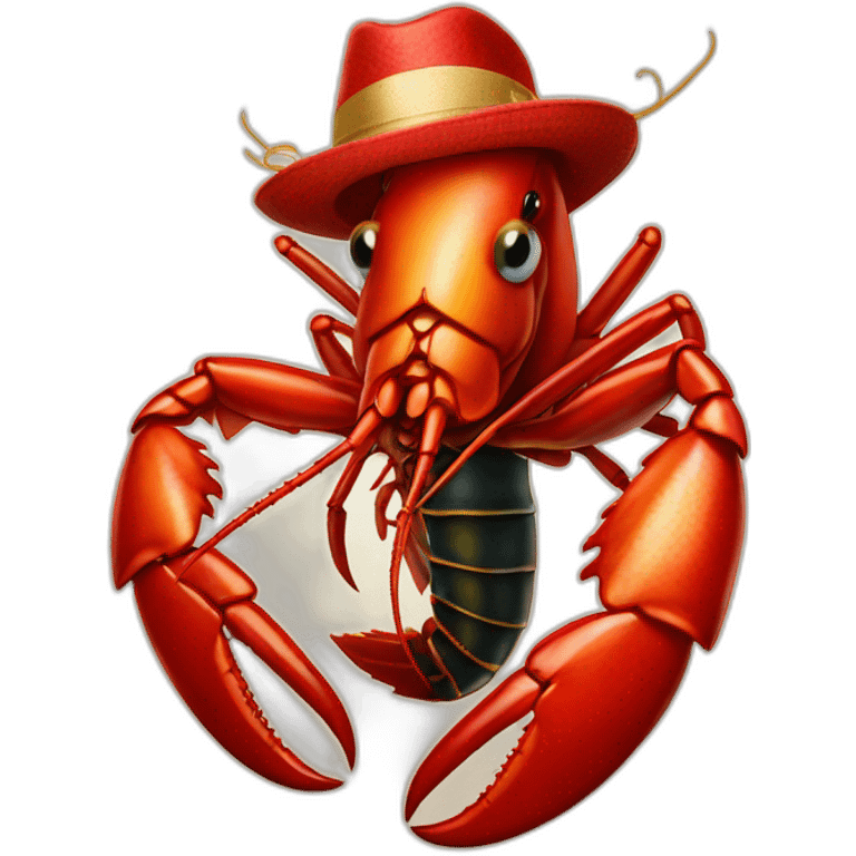 Beautiful lobster in a fancy hat emoji