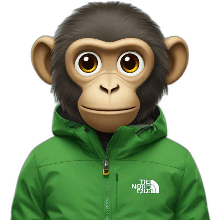 Monkey in a the north face green jacket emoji