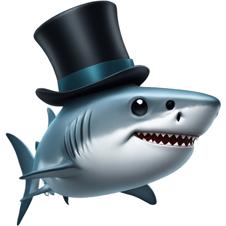 Shark with a top hat emoji