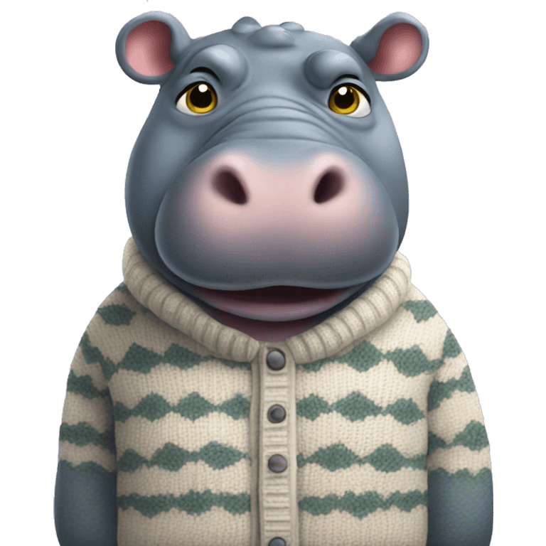 A hippo wearing a sweater emoji