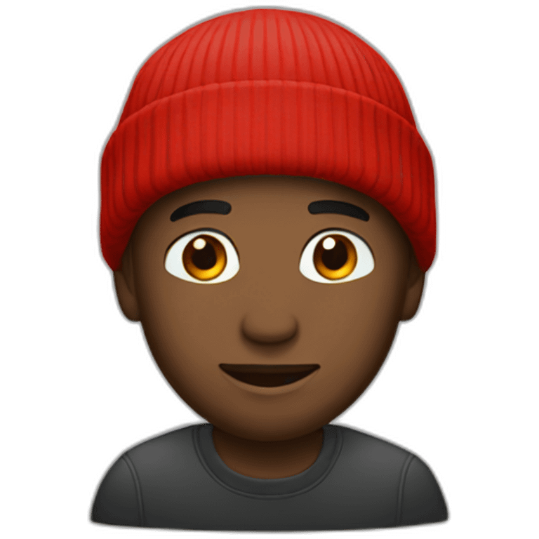 black man in red beanie hat emoji