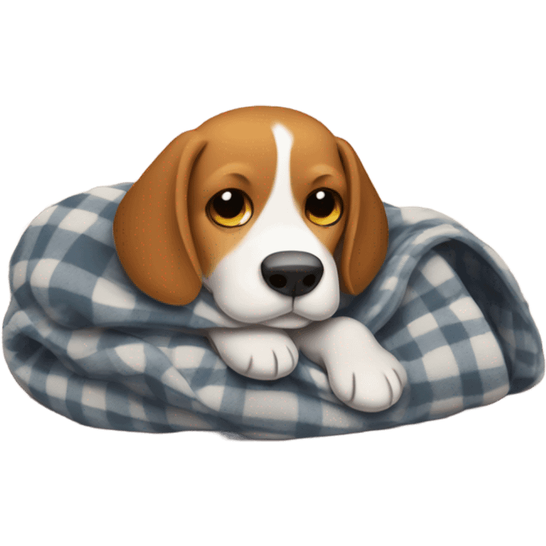 Beagle under cozy plaid blanket emoji