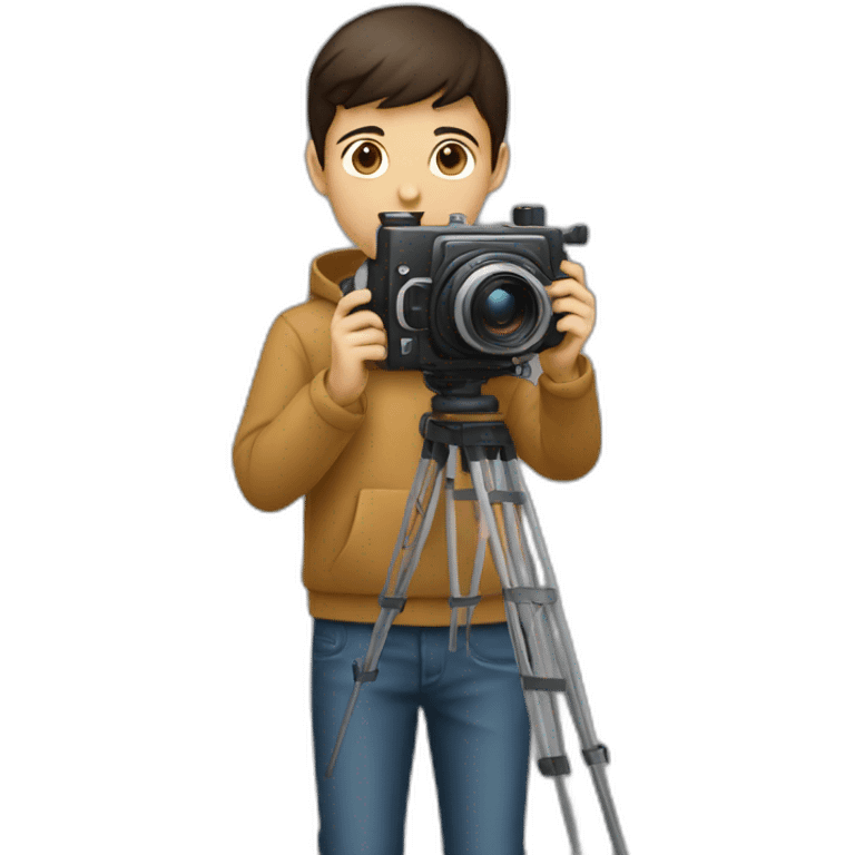 Brunette boy teenager holding a cinema camera  emoji