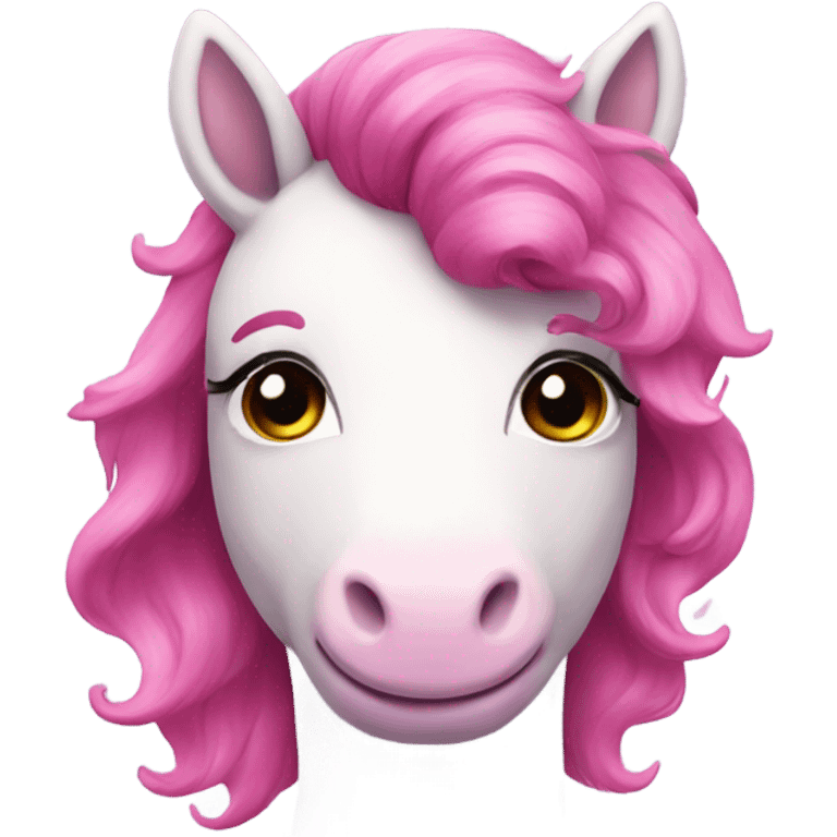 Pink unicorn with rainbow hair  emoji