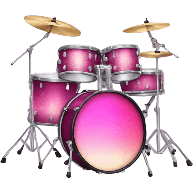 Pink ombre drum set with glitter emoji