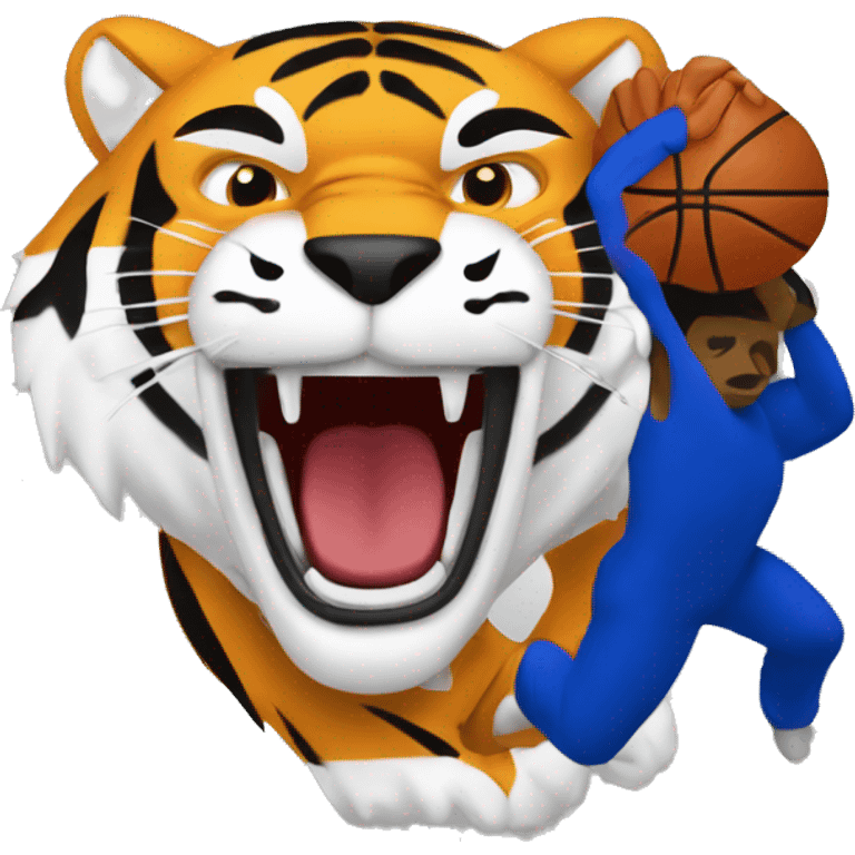 A tiger beating a Jayhawk emoji