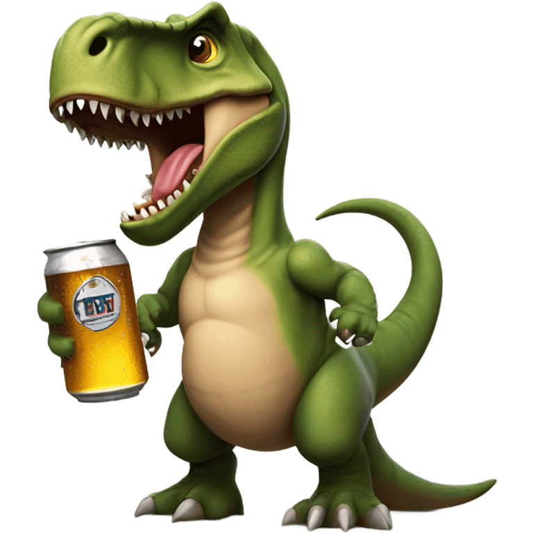 badass T-rex drinking a beer emoji