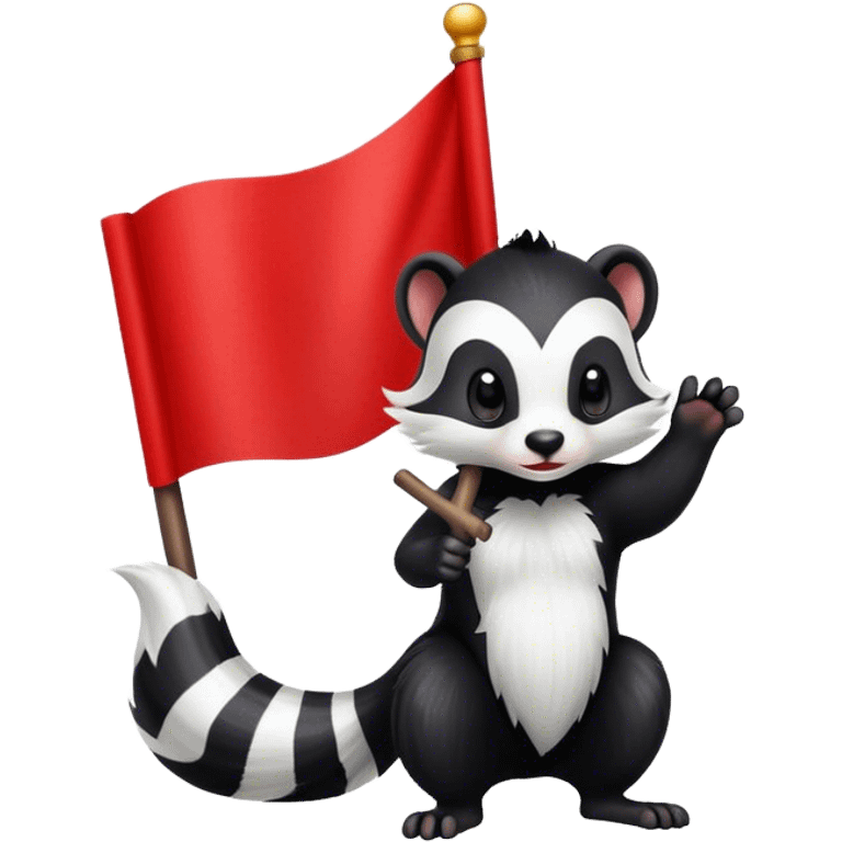 Skunk with red flag emoji