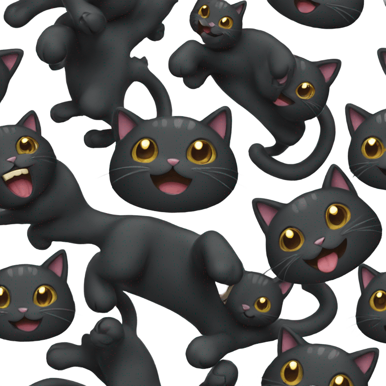 Black cat laughing  emoji