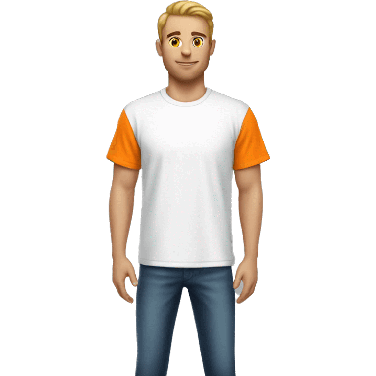 White tshirt with orange sleeves edges emoji