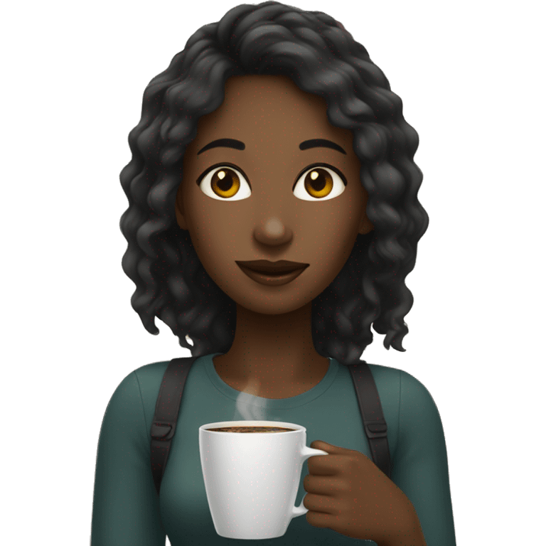 A black girl drinking coffee  emoji