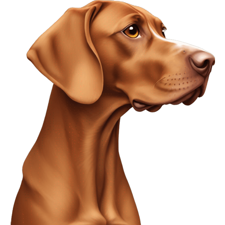 Vizsla full height aging with white fur concentrated around the nose and eyes emoji