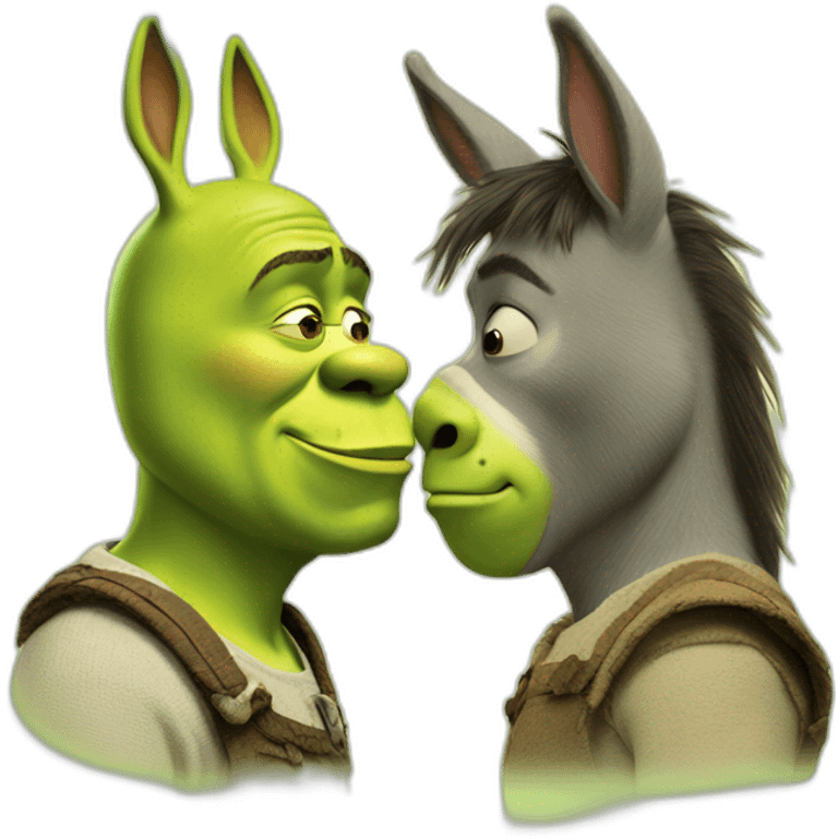 shrek and donkey kissing emoji