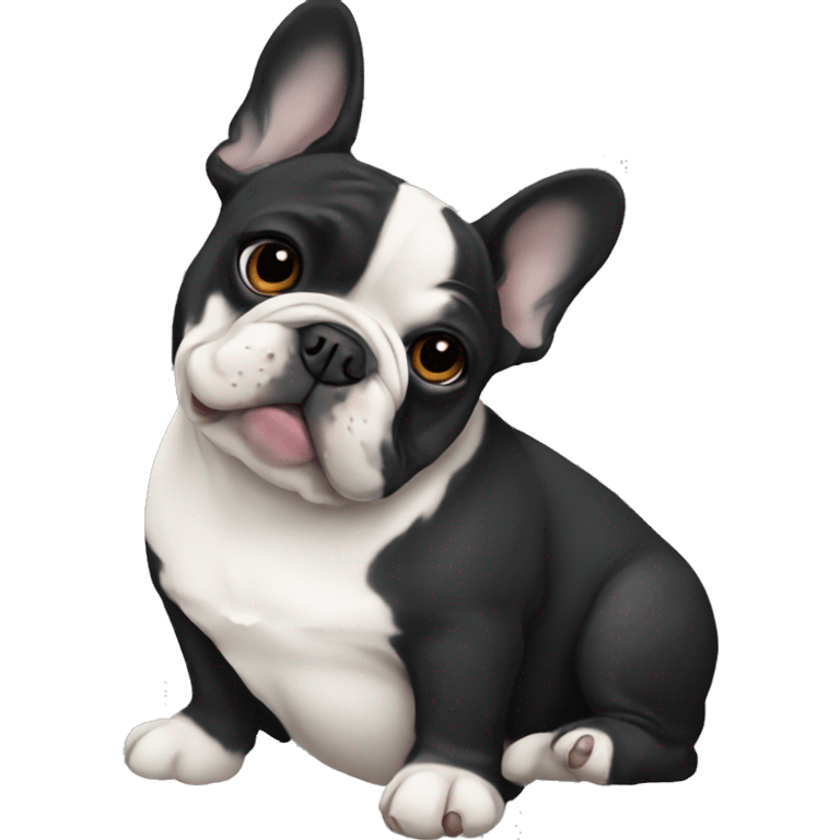 black and white french bulldog in love emoji