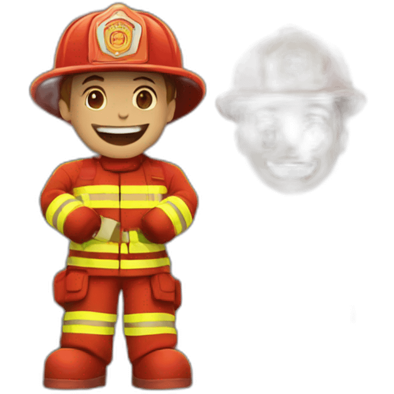 A firefighter with a smile emoji