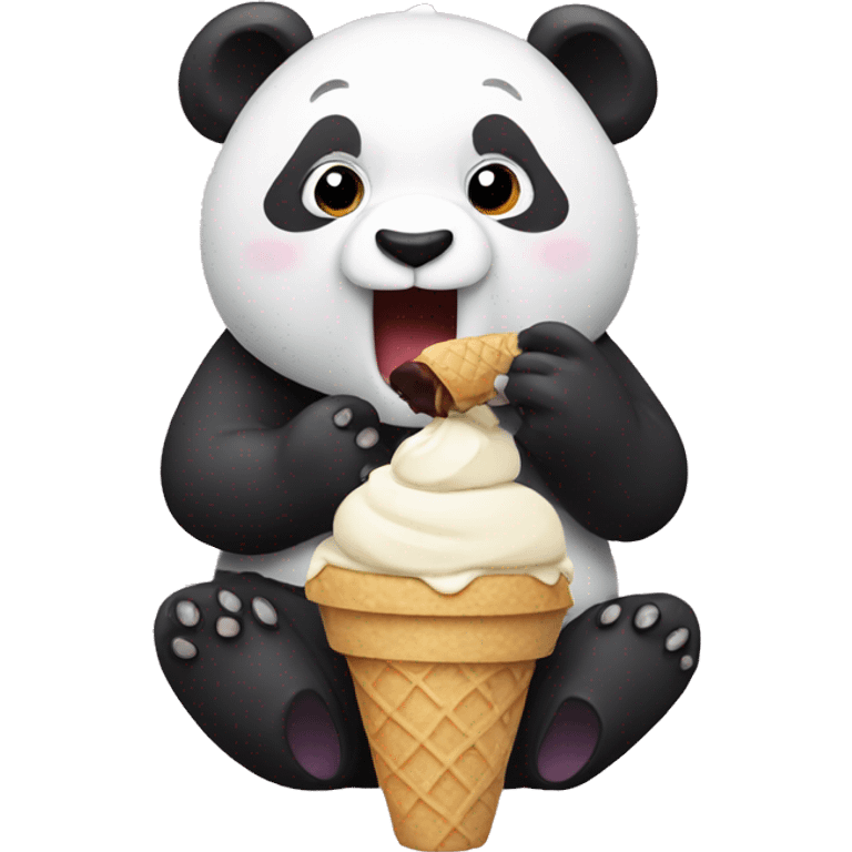 Panda eating ice cream emoji