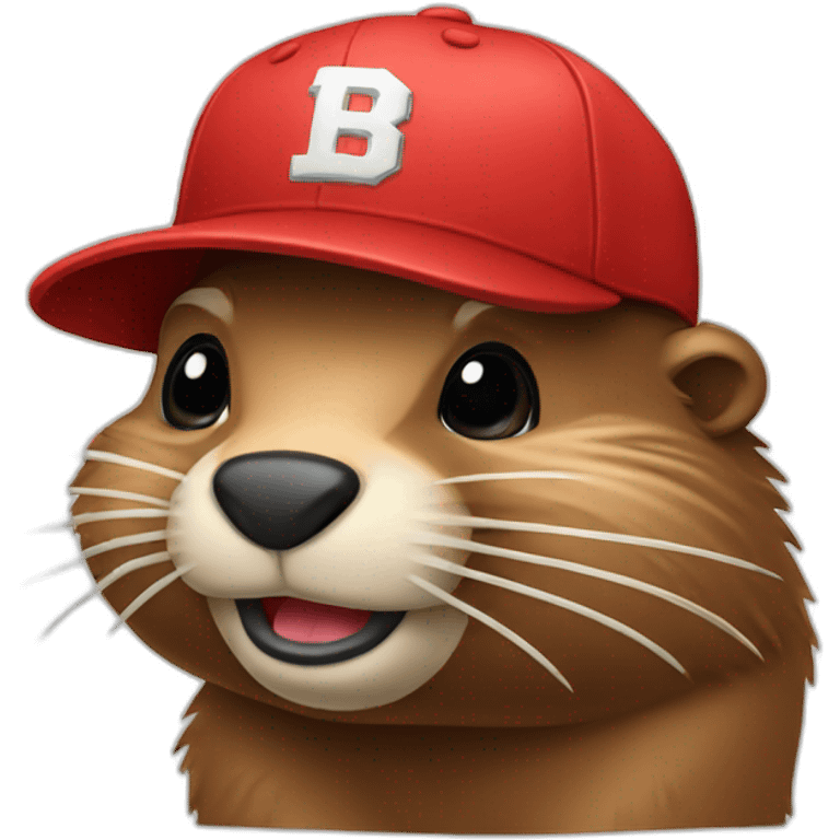 beaver with red baseball cap emoji