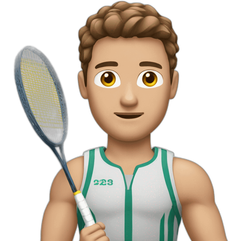 floh-white-man-badminton-muscle-brown-hair-one-arm emoji