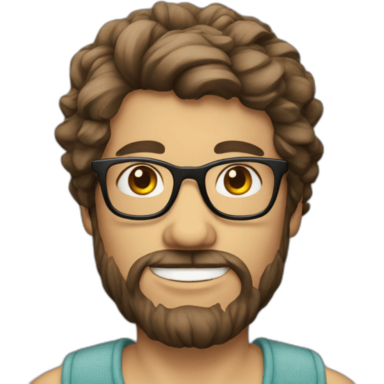 mediterranean guy hipster with glasses silk hair emoji