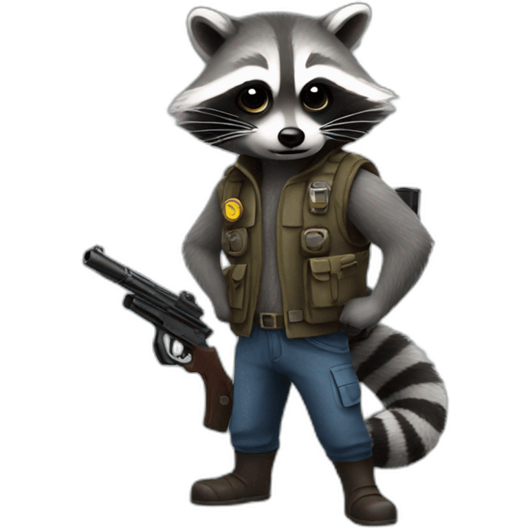 Raccoon with a gun emoji