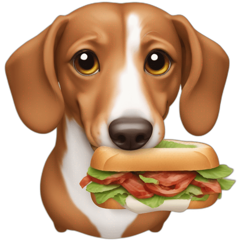 Dachshund eating a BLT emoji