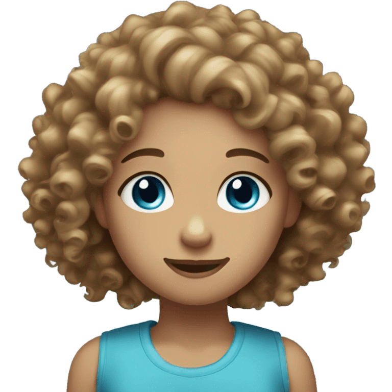 Curly hair blue eyes girl with one arm  emoji