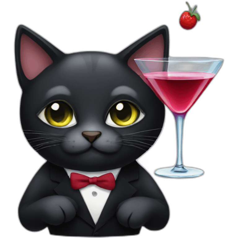 dark cat holding martini emoji