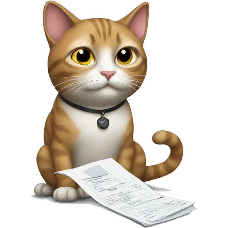 Cat doing taxes emoji