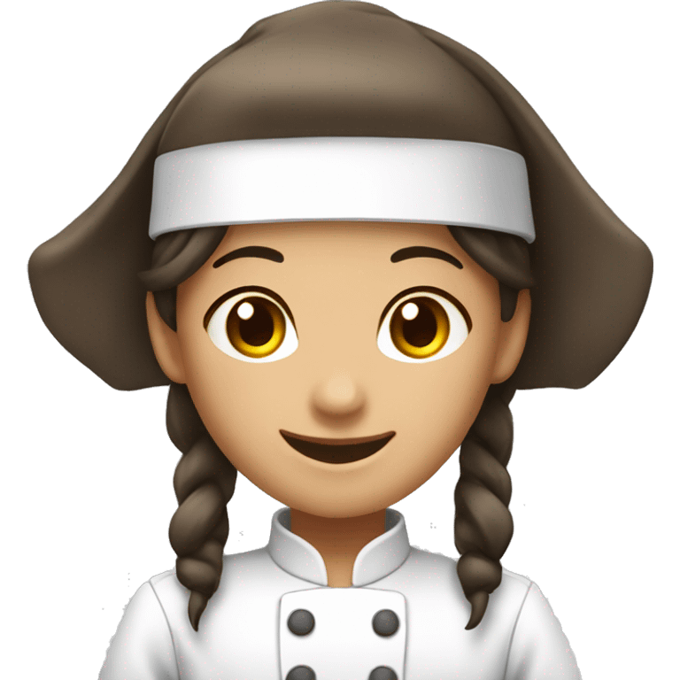 happy asian girl chef hat long hair brown skin dark hair emoji