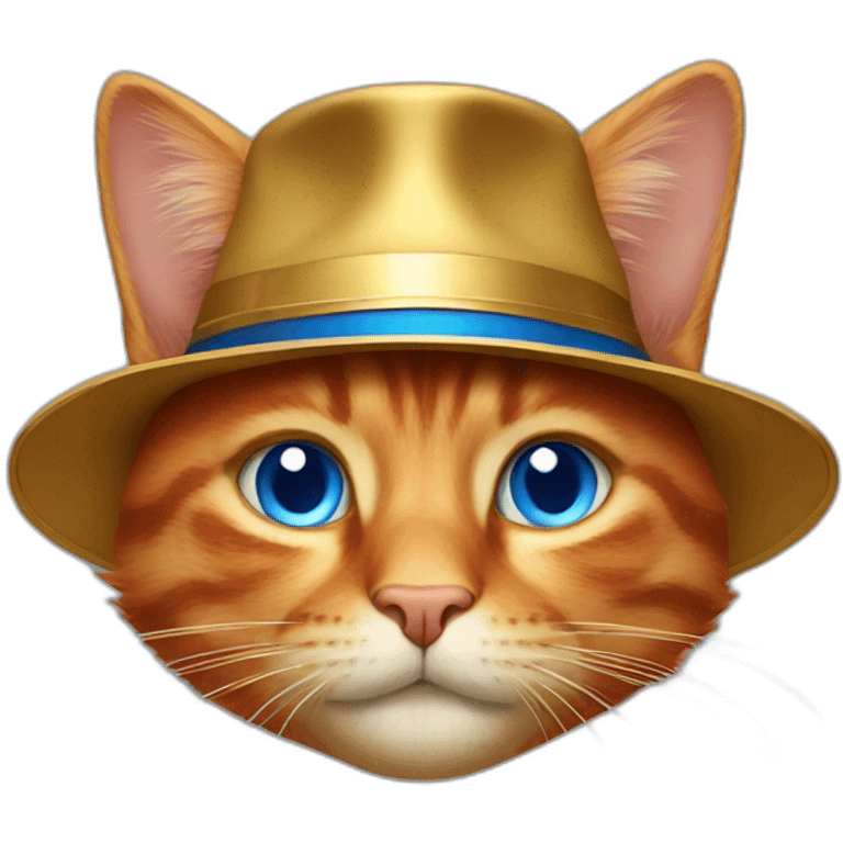 red cat with gold hat and blue eyes emoji