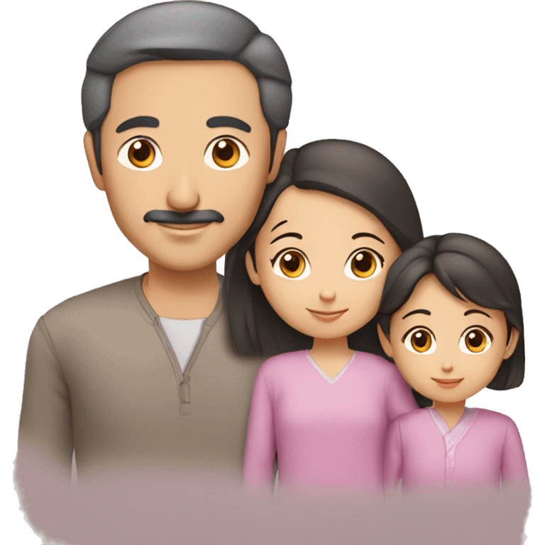 Turkish man-Asian woman and daughter emoji