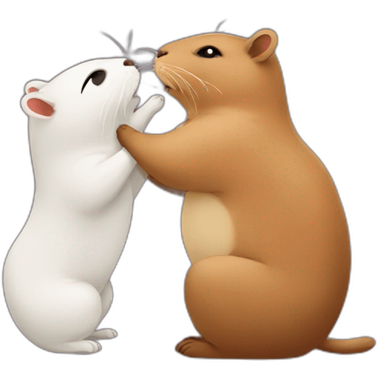 Capybara kissing cat emoji