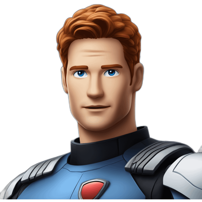 Ryan mcpartlin Space captain Blue eyes neat slicked back red hair handsome chiselled jaw sharp cheekbones emoji