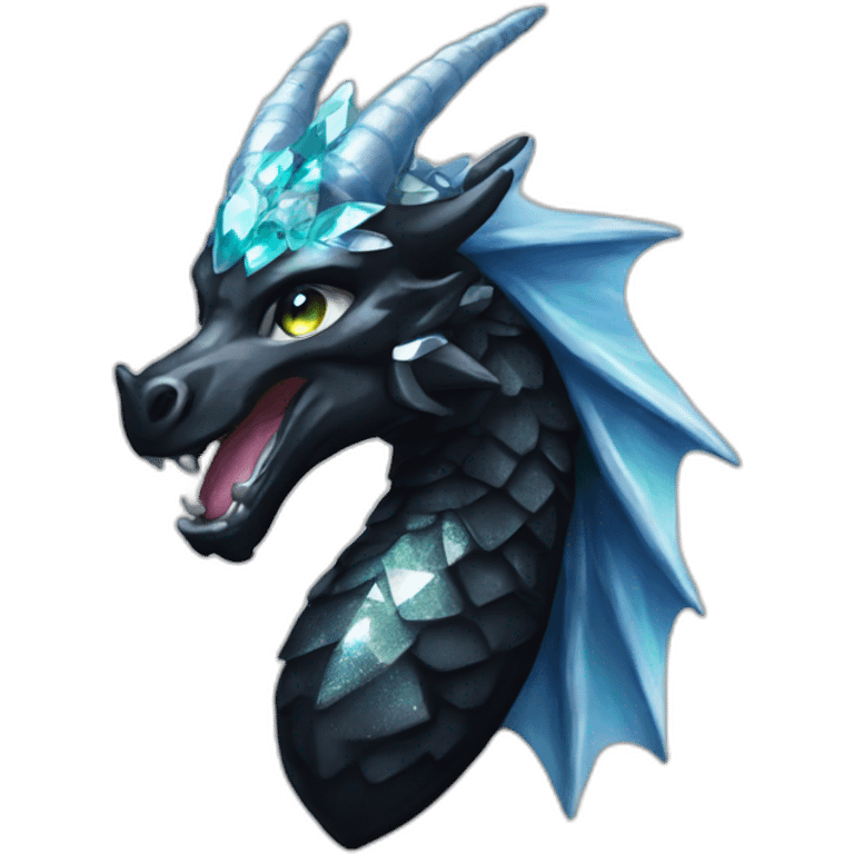 Glittering diamond horn black unidragon emoji