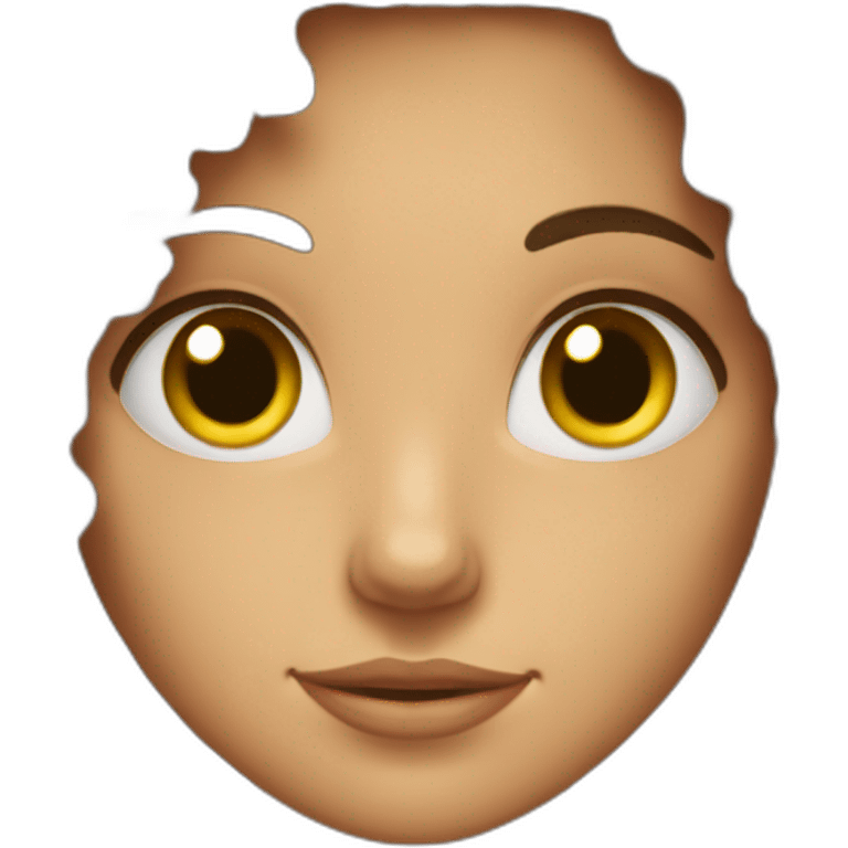 curly brunette girl with a puzzle emoji