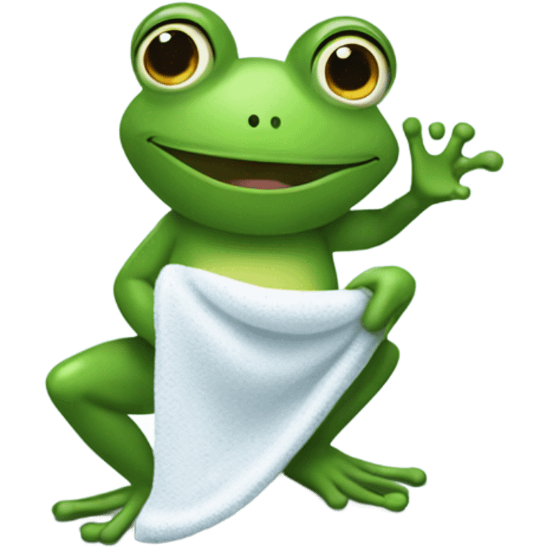 Frog picking up towel emoji