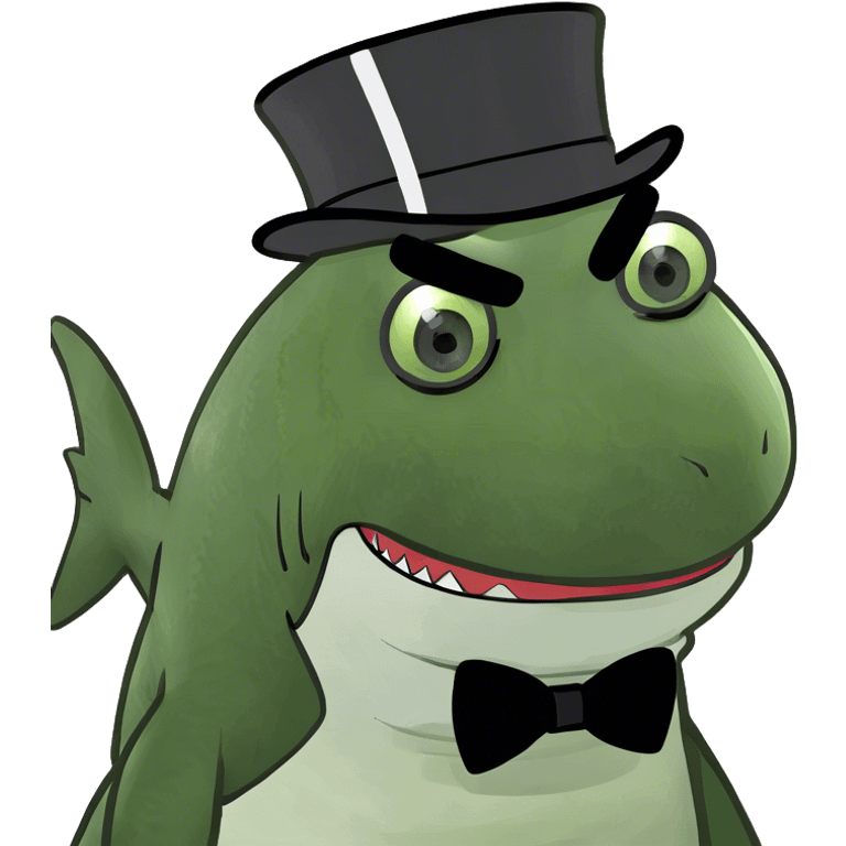 Shark with a top hat emoji