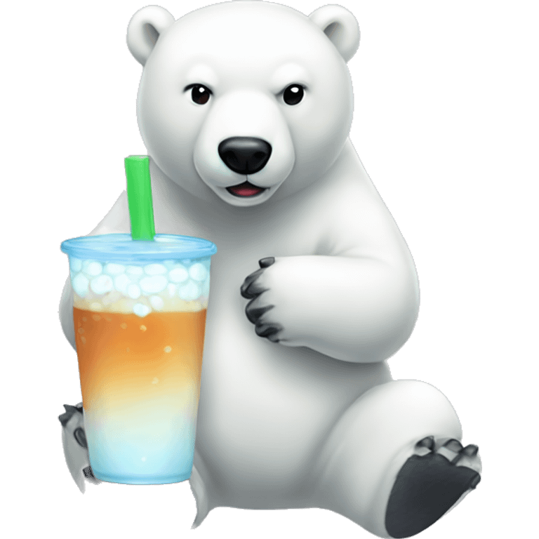 polar bear drinking boba emoji