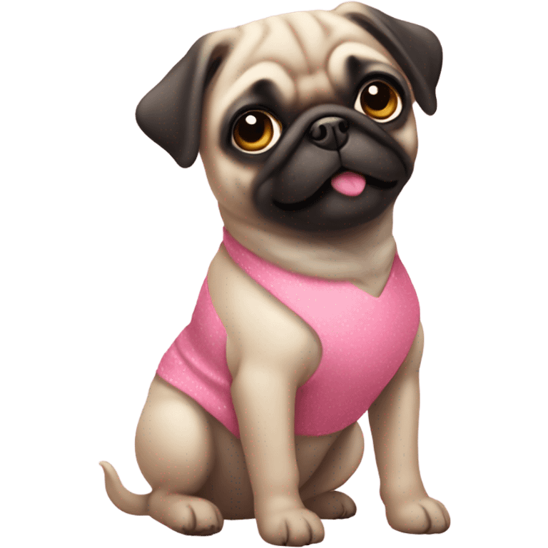 pug puppy with pink dress emoji