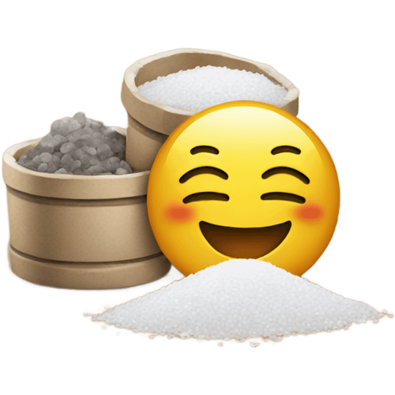 Smiling emoji with a pile a salt emoji