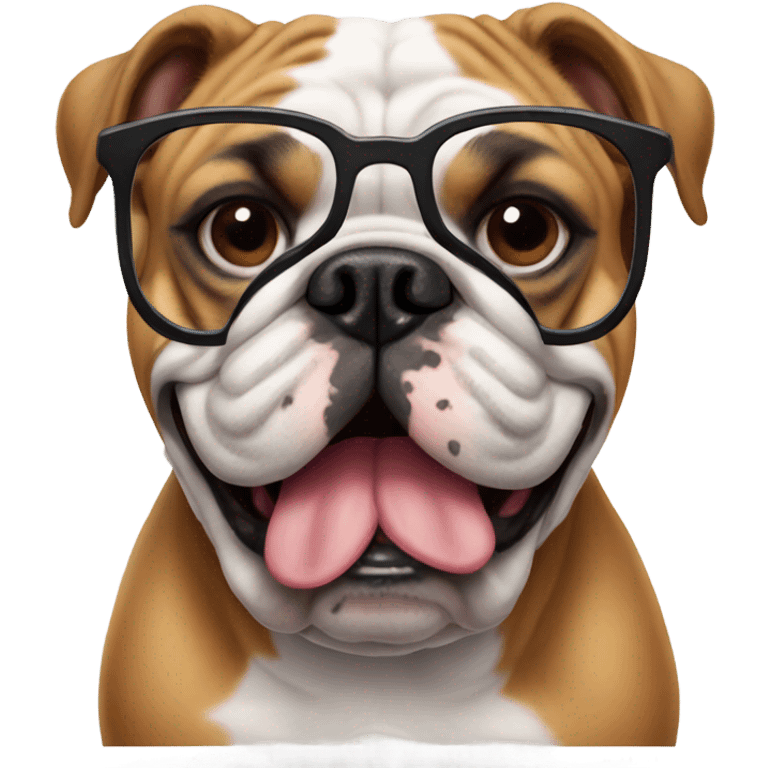 English bulldog wearing glasses  emoji