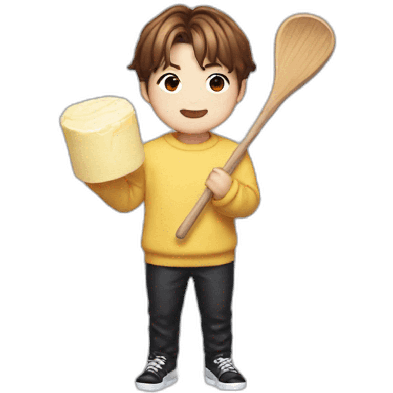 Emoji of Jungkook from bts holding a stick of butter emoji