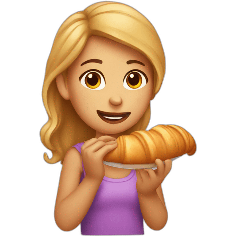 girl eating croissant emoji