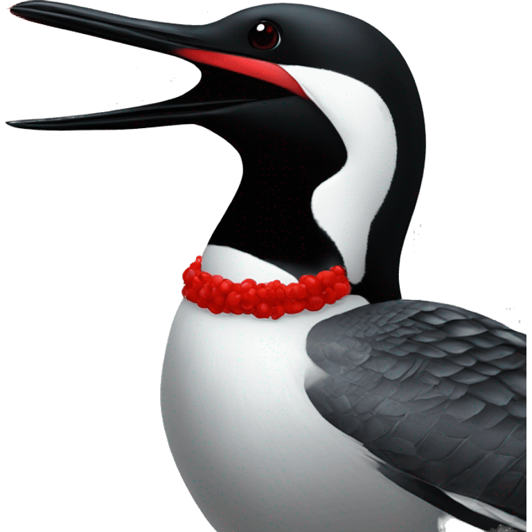 a minnesota loon with red laser eyes emoji