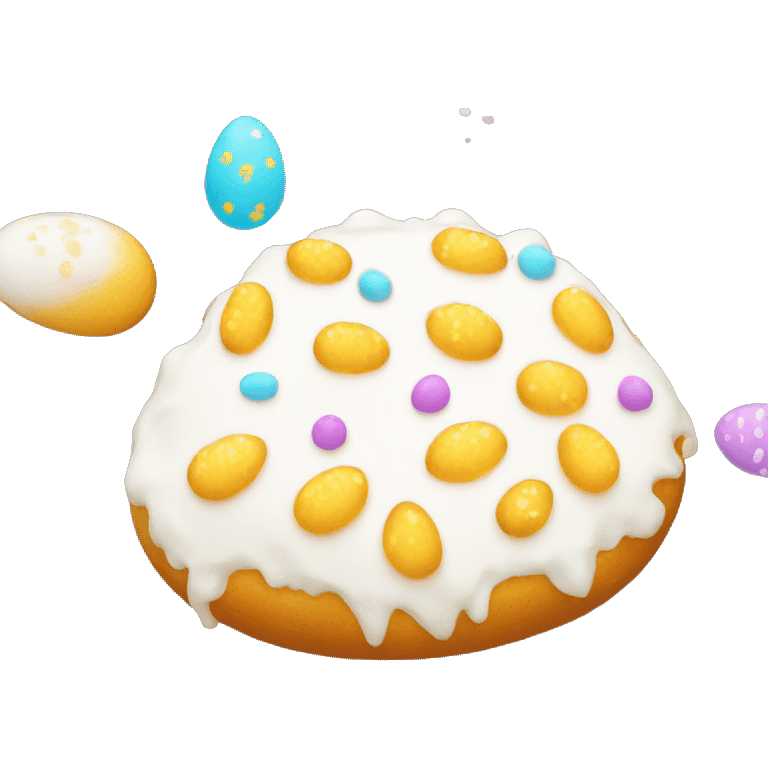 easter bread with white topping and sprincles emoji