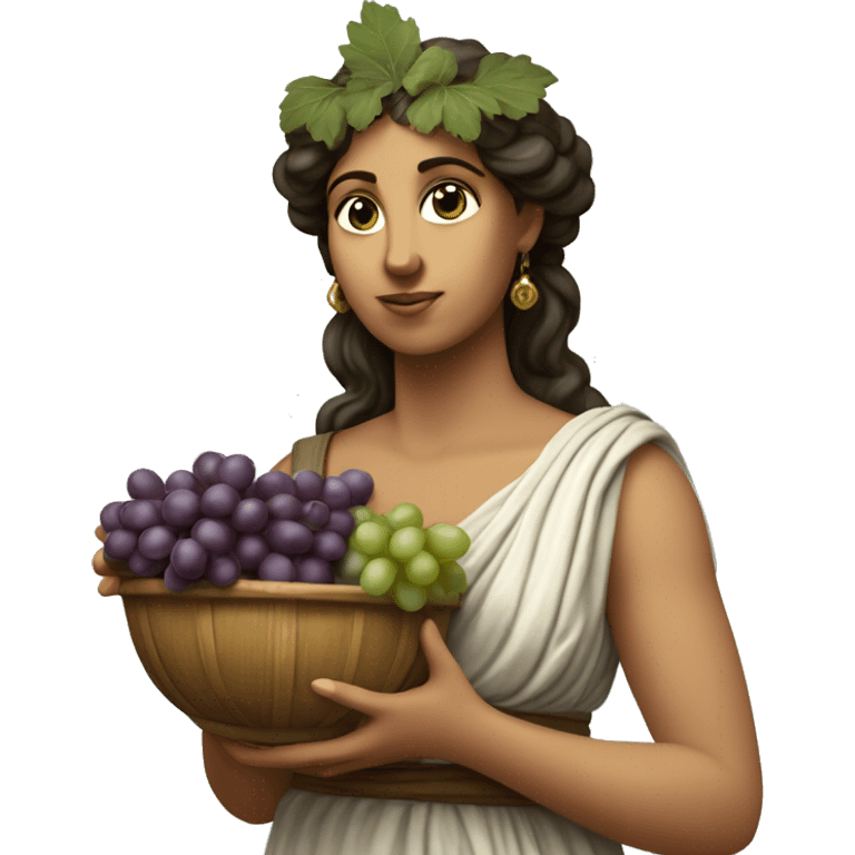 Greek Sappho holds a bunch of grapes in her hand emoji