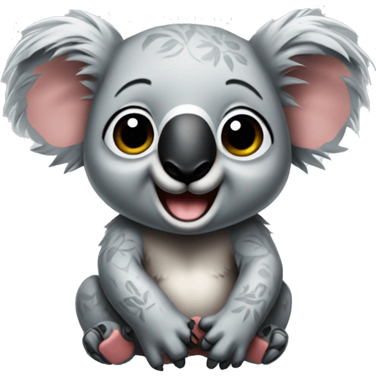 happy koala with tattoos emoji