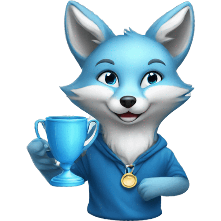 blue fox with winner cup emoji