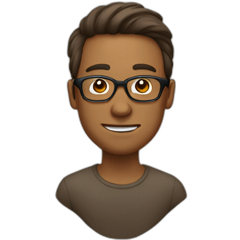 Man with wide head clear glasses swooped brown hair emoji